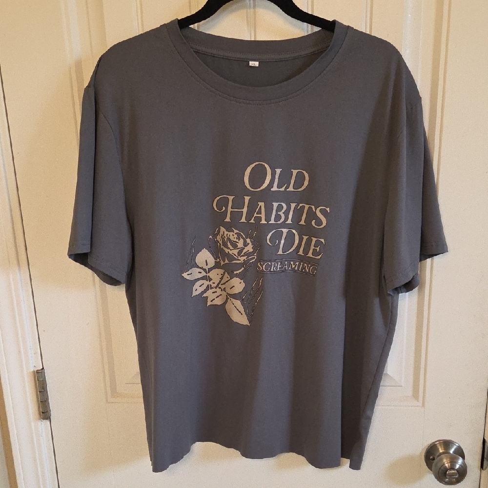 Old Habits D!e Screaming Gray Rose Short Sleeve Tshirt - Picture 3 of 6